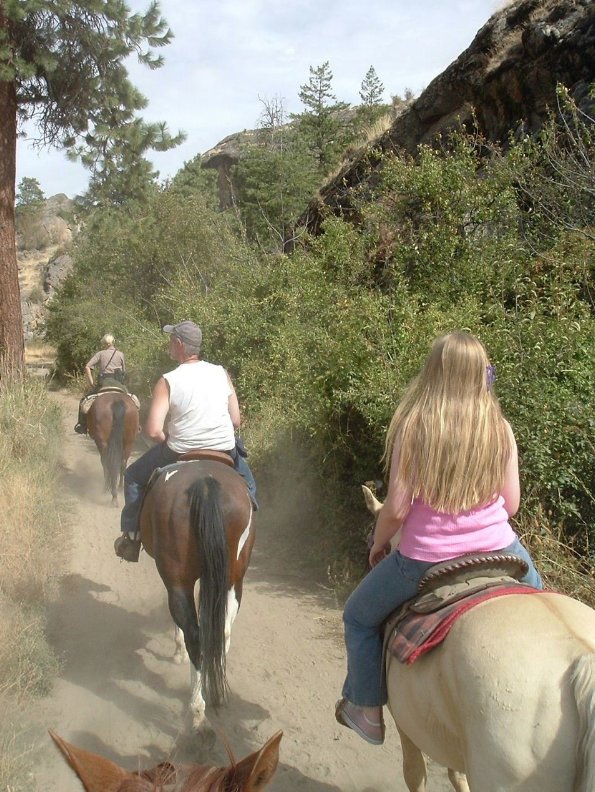 A group rides the trials of Northrup Canyon in Steamboat Rock State Park last Summer. 
