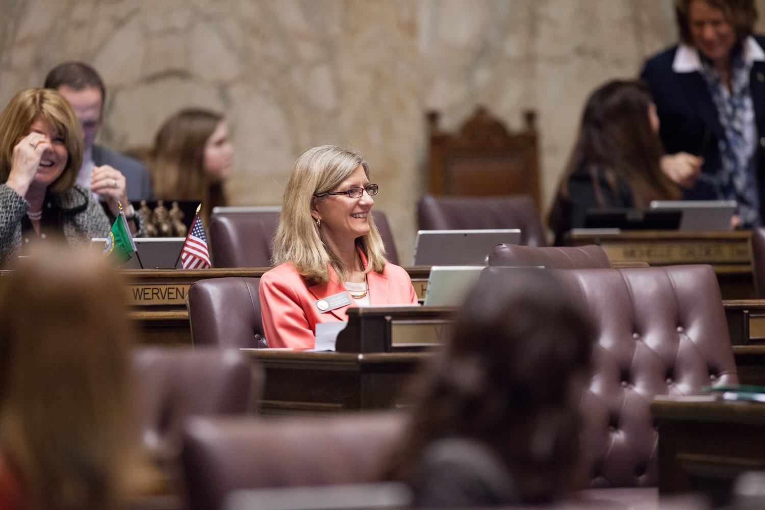 Washington state Rep. Vicki Kraft, R-Vancouver, listens to the roll call results for her first piece of legislation, House Bill 2138. The bill provides financial relief for disabled veterans needing adaptive housing. It was signed into law in May.