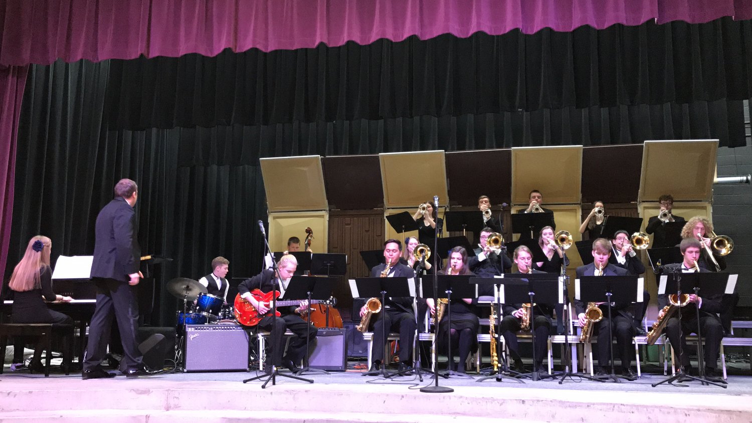 The Hockinson High School Jazz band plays a song at the Columbia Basin College Jazz Unlimited festival.