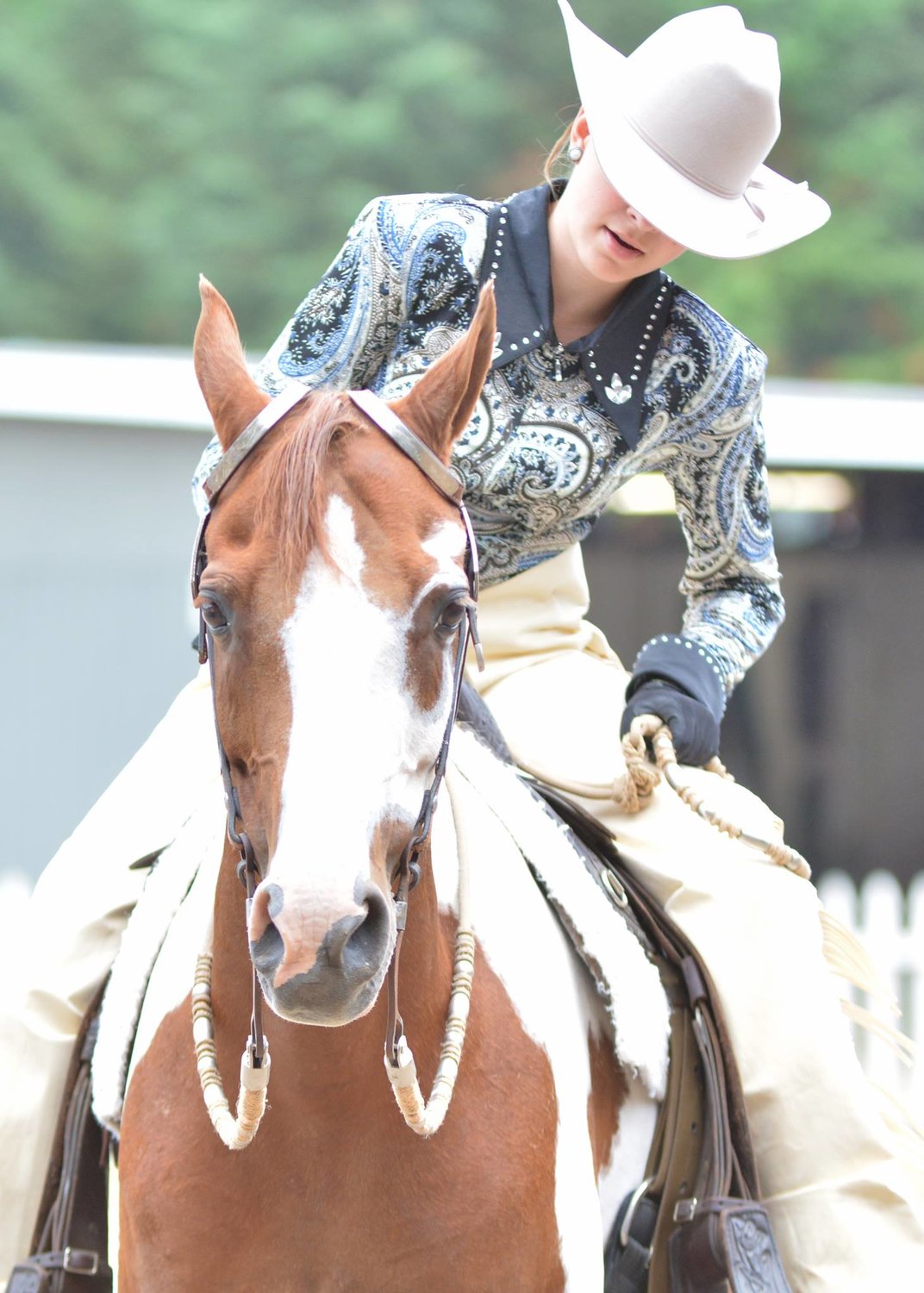 Kylie practices with her Pinto horse Casey. Sahota and Casey won High Point at two major competitions in 2015 and plan to participate in even more this year.