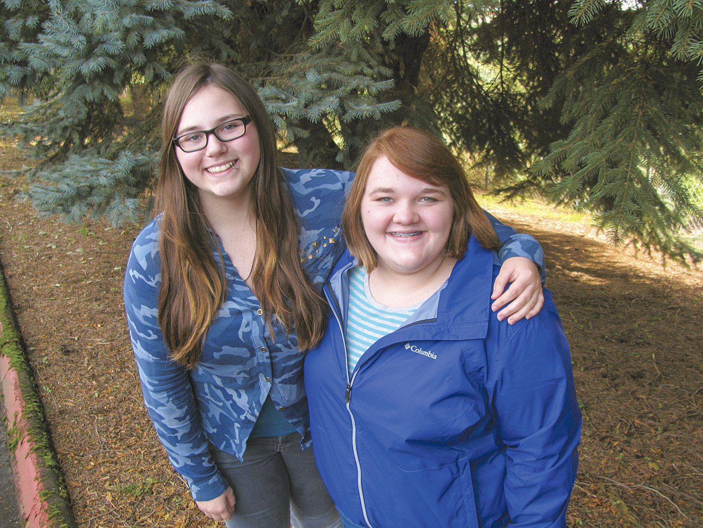 GERMAN FOREIGN EXCHANGE STUDENT Vivien Kirsch (left) and her Battle Ground host sister, Megan Zika (right), are having an “amazing’’ year so far. Both seniors at Prairie High School, the girls are looking forward to Kirsch’s 10-month stay in the U.S.