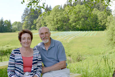 REZABEK VINEYARDS owners Donna Anderson (left) and Roger Rezabek (right) believe they just might have planted the first Pinot Meunier grape vines in Clark County.