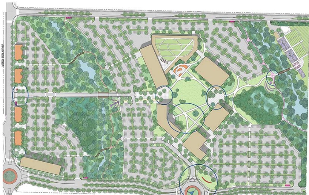 A map showing the design for a complete Clark College at Boschma Farms campus in Ridgefield. The project received more than $53 million in funding in the Washington State Legislature’s 2021-2023 capital projects budget.