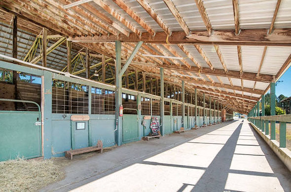 Horse stalls in a barn on property in Clark County
