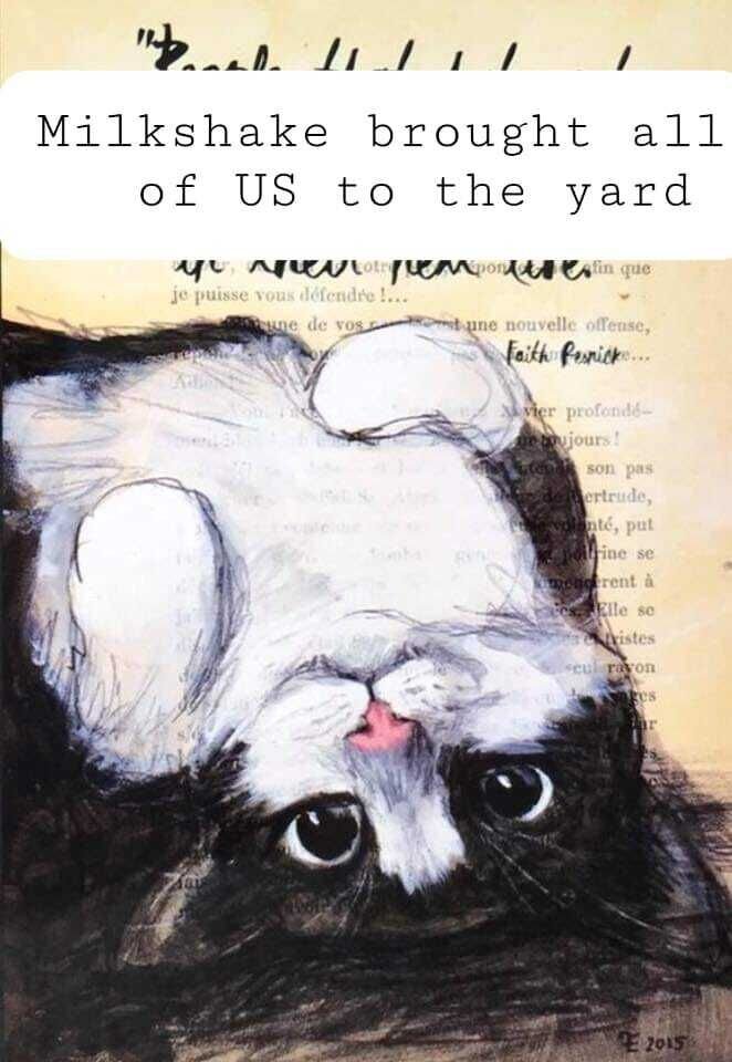 Art made on the Facebook page “Milkshakes Yard” is pictured in honor of thefamous feline.