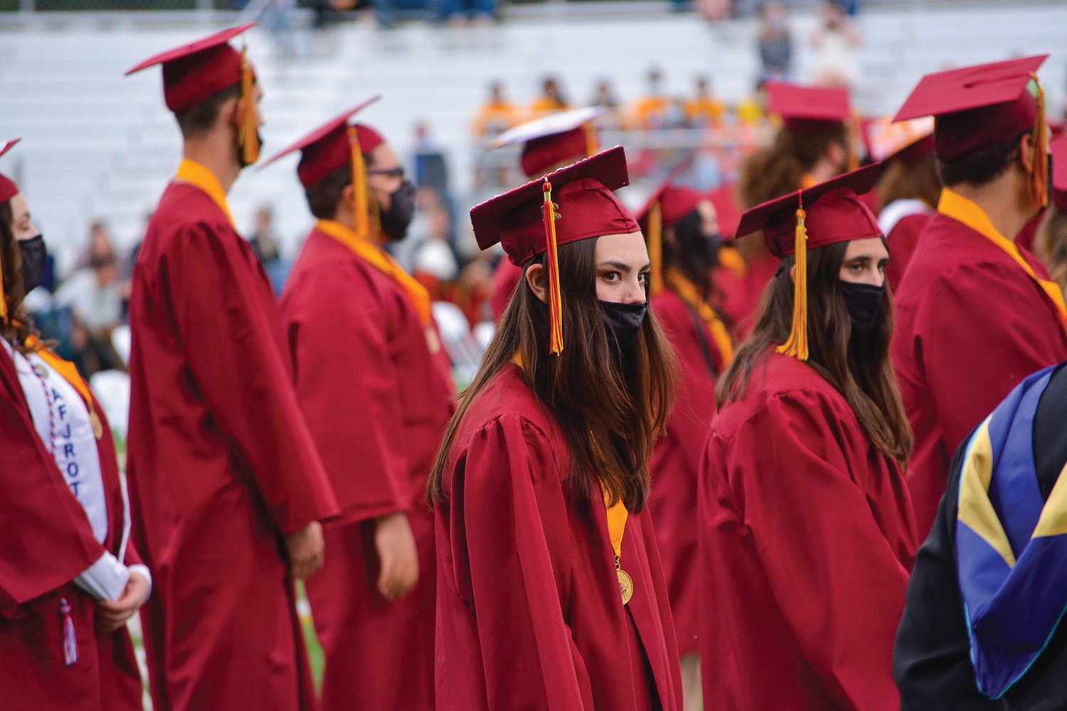 Seniors from Prairie High School lined the field of the Battle Ground District Stadium on June 10 during their graduation ceremony.