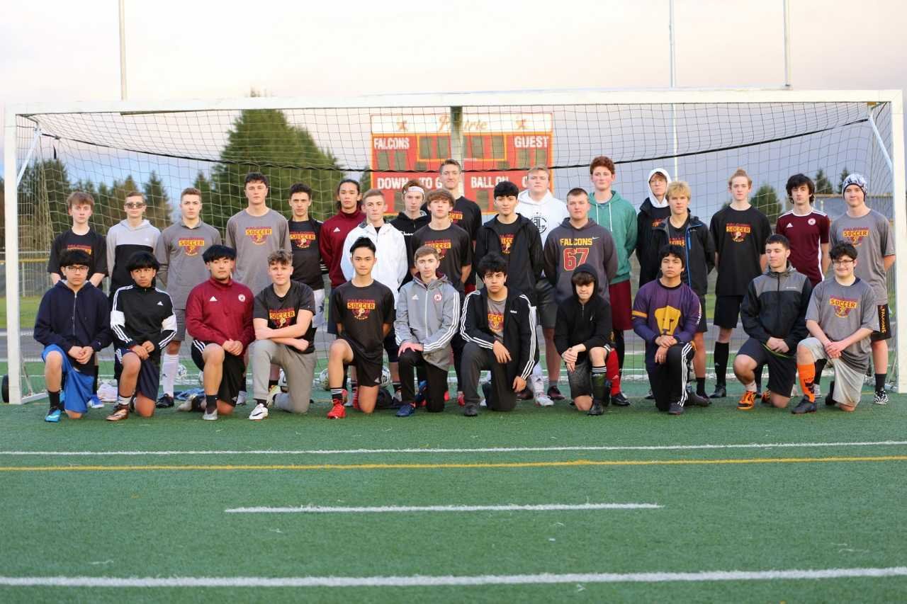 The Prairie High School boys soccer team is pictured.