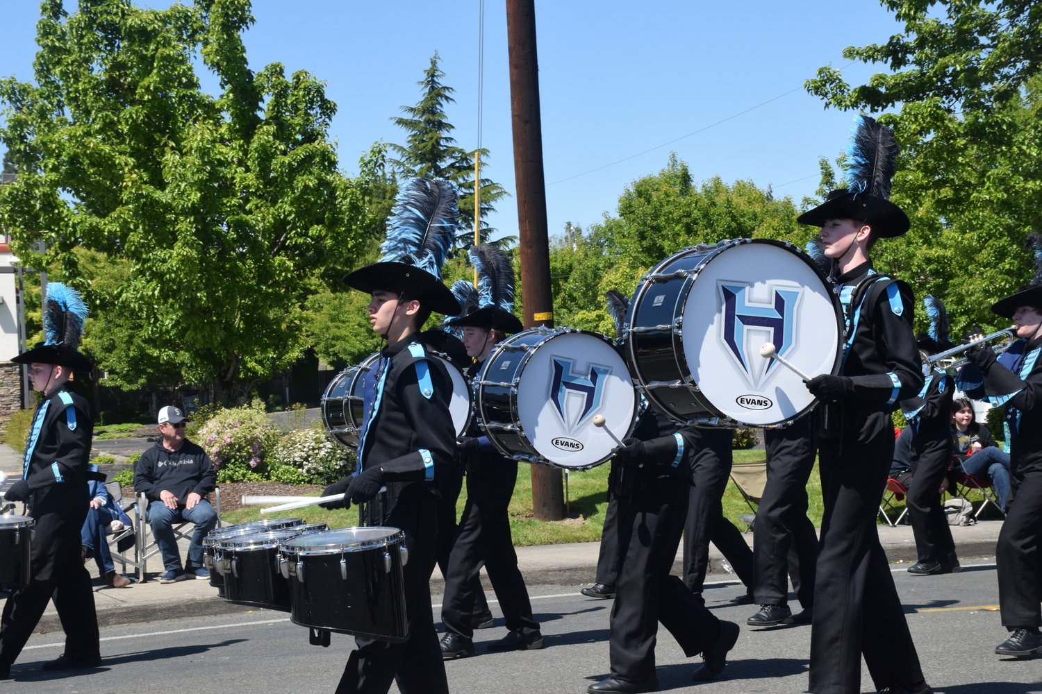 Hockinson High School’s marching band parades down Hazel Dell Avenue during the 2022 Parade of Bands on May 21.