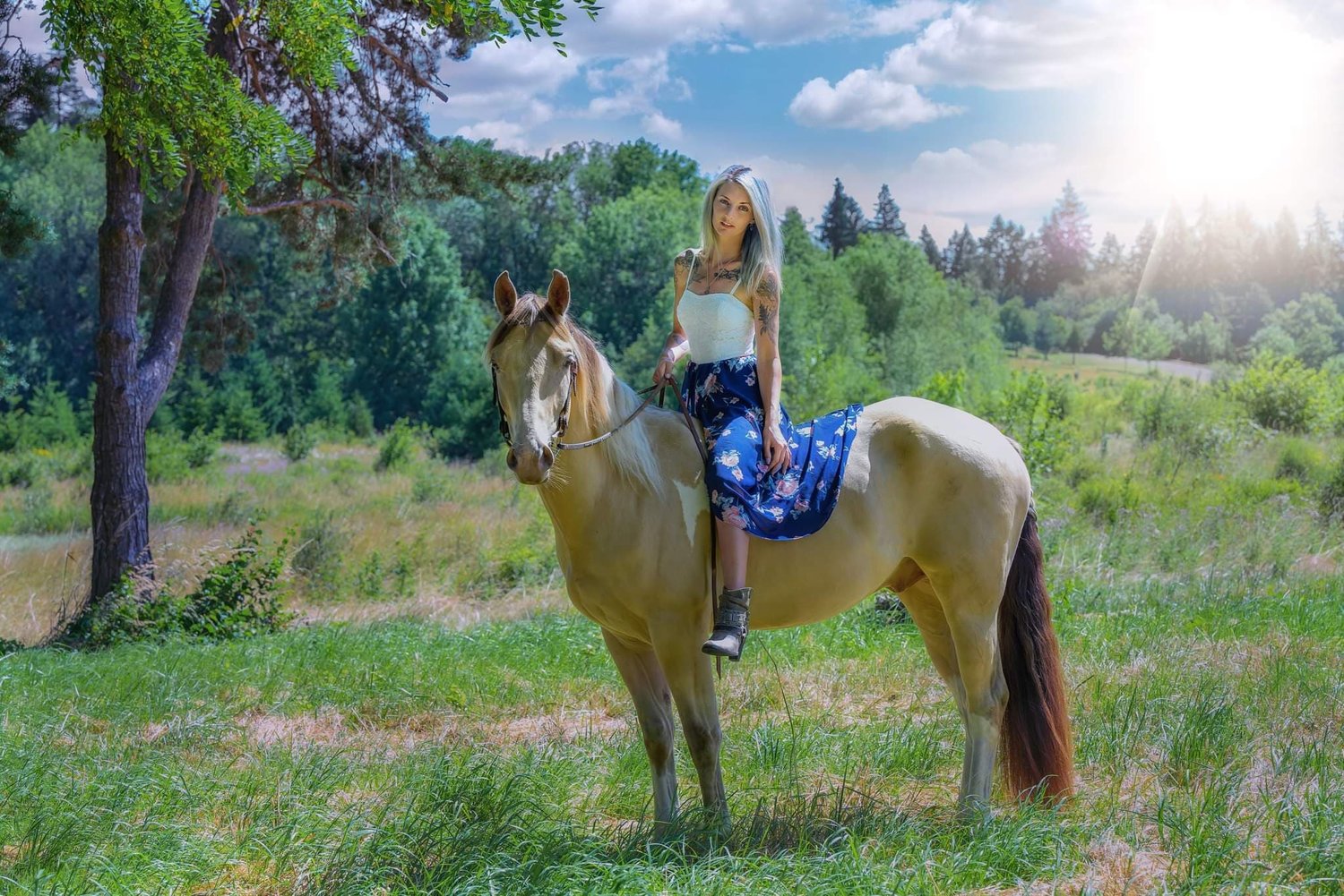 Shanel Funk sits atop her horse, Leo.