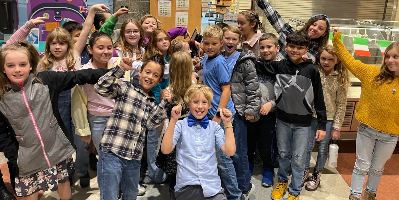 Mindy Morris’ fourth grade class celebrates after finding all of the hidden gems.
