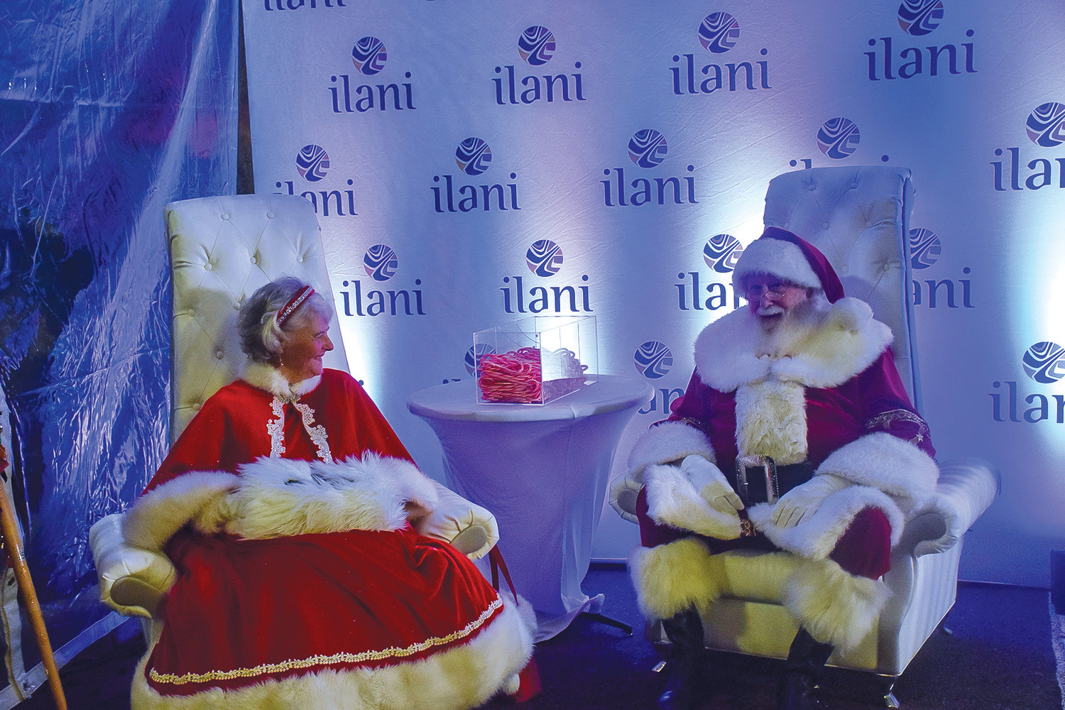 Santa and Mrs. Claus prepare to visit with children during a tree lighting event at ilani on Nov. 23.