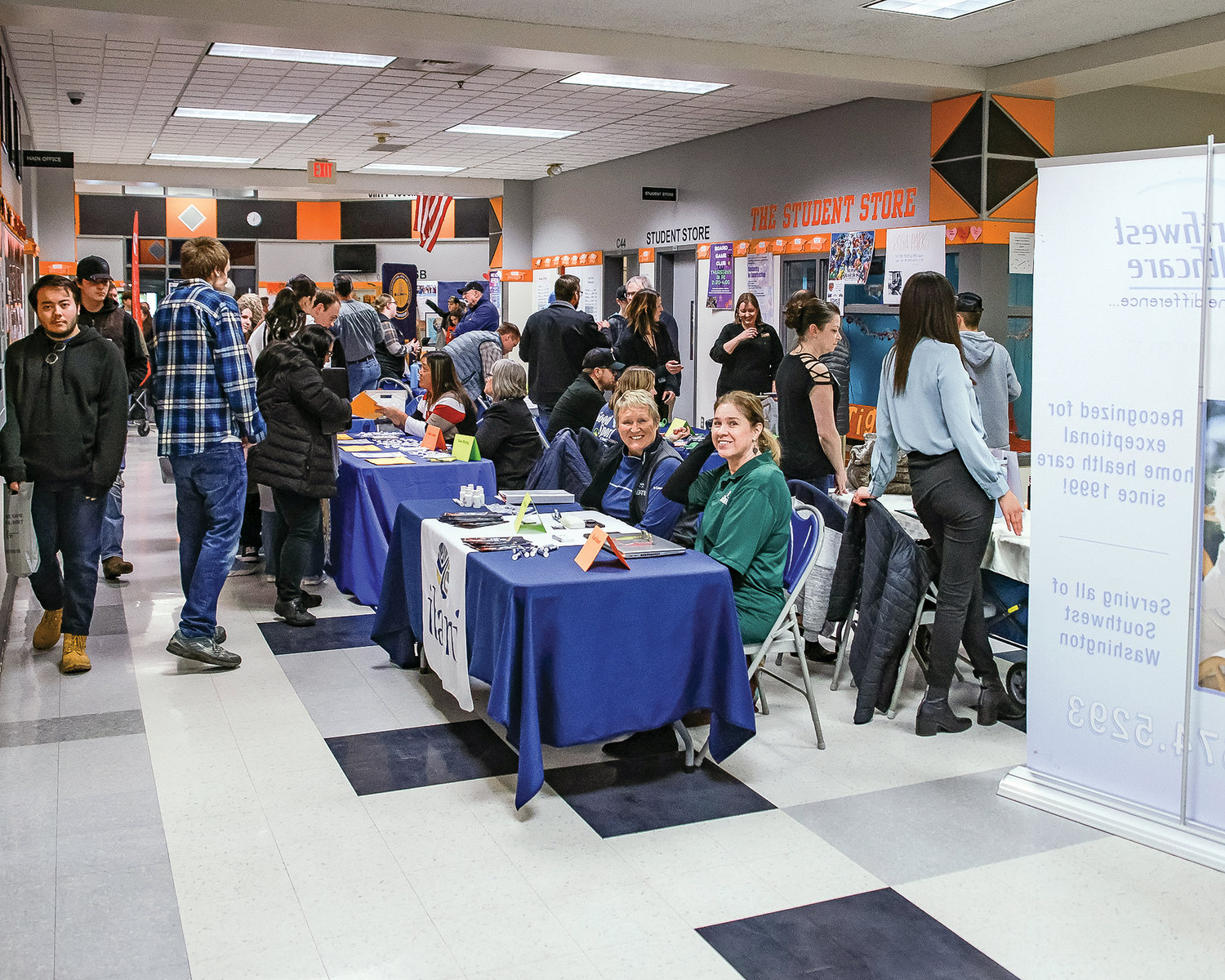 Vendors filled the cafeteria, rotunda and the main hallway at Battle Ground High School’s Industry Fair on Thursday, Feb. 16.