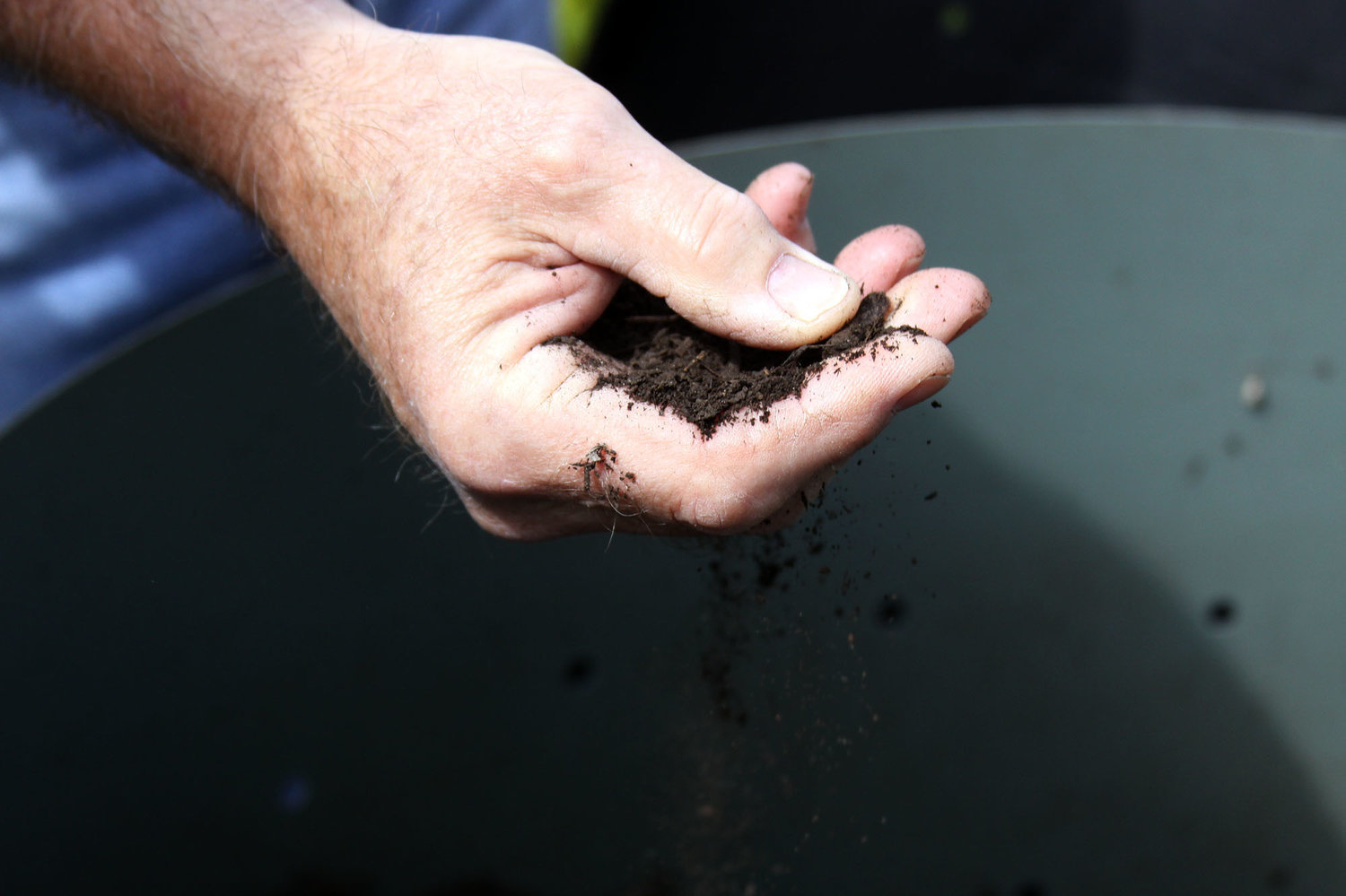 FILE PHOTO — A WSU Master Recycler and Composter holds a sample of compost.