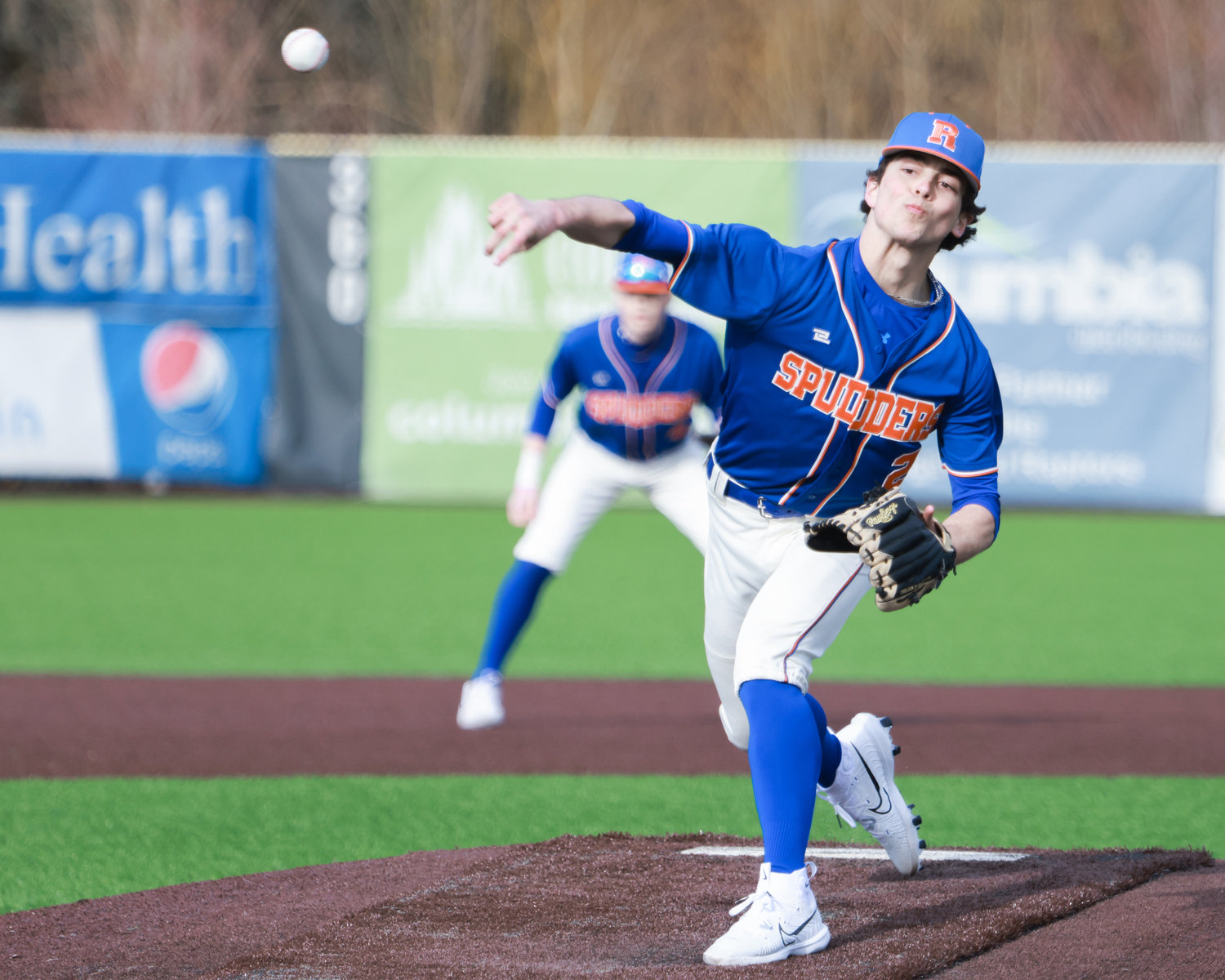 Rocco Wright started on the mound for the Ridgefield Spudders and threw for three complete innings against the Prairie Falcons on Tuesday, March 14.