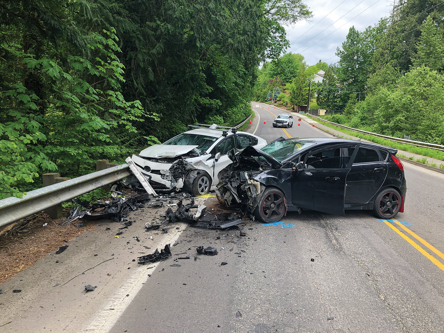 Law enforcement responded to a two-vehicle injury collision in Ridgefield on May 23.