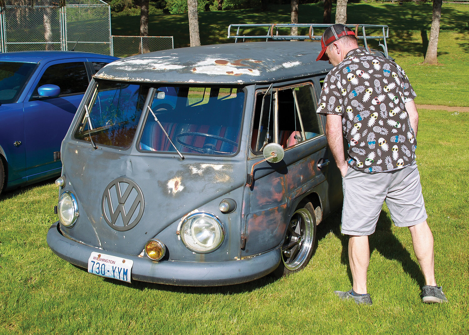 A Volkswagen bus is stationed at Alderbrook Park during the cruise-in on Friday, May 26.