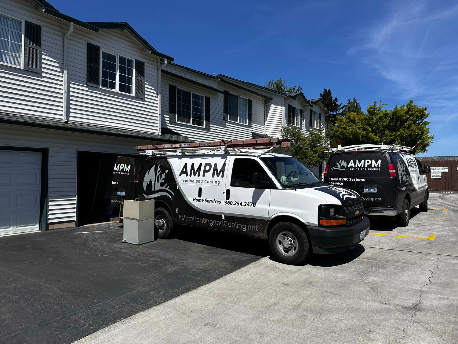 AMPM Heating and Cooling is seen at a home for a service visit.