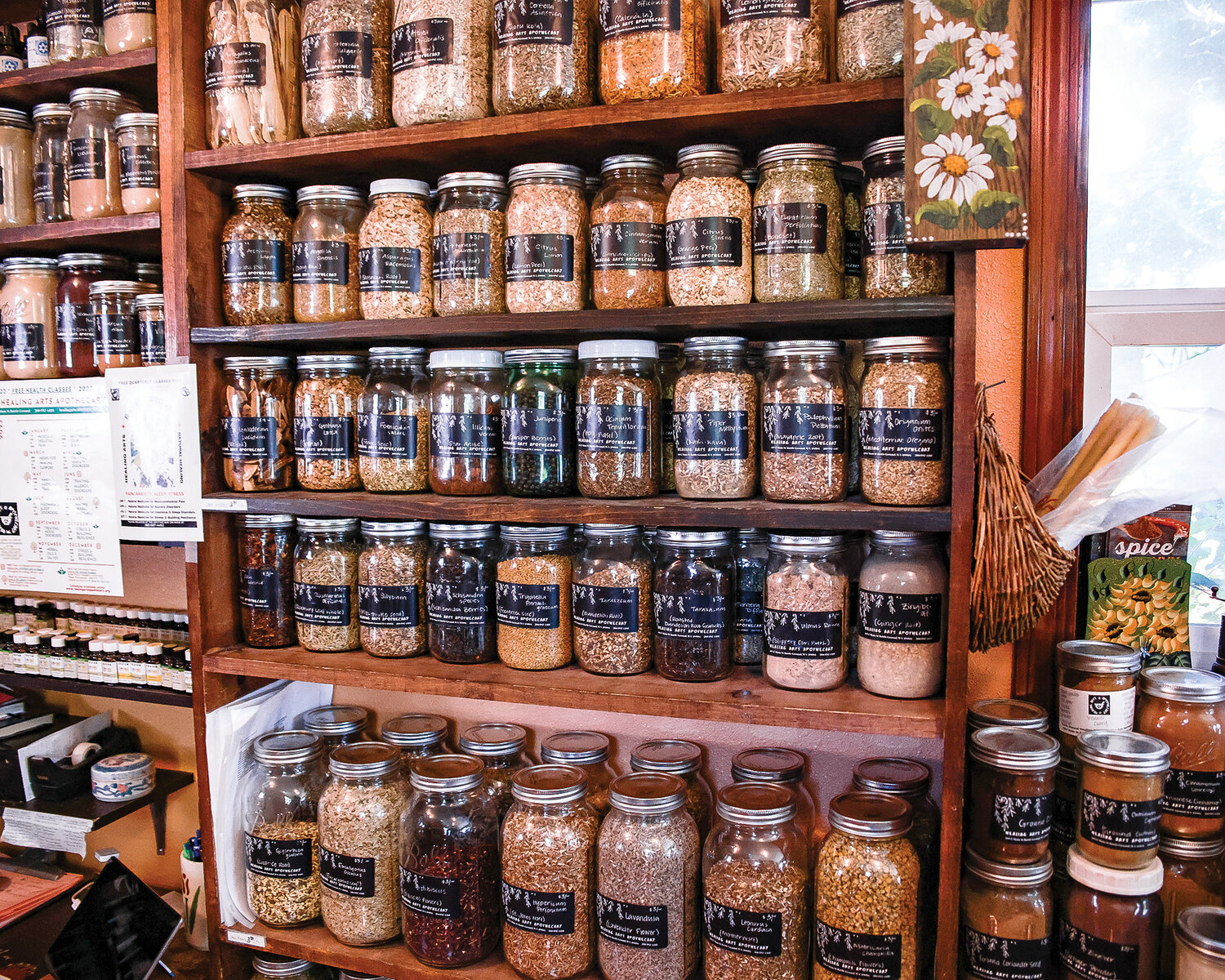 The wall of herbs is pictured on Tuesday, July 18 at the Battle Ground Healing Arts and Apothecary.