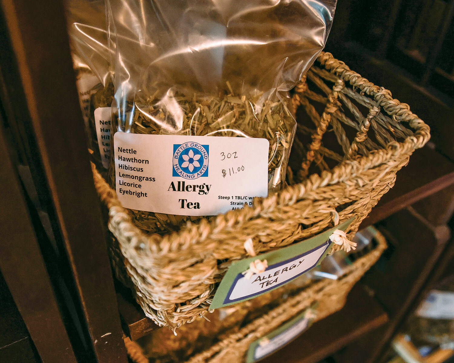 Pre-made tea packages for various reliefs are available in the apothecary at Battle Ground Healing Arts and Apothecary.